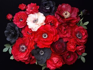Moody Dark Floral Arrangement with Water Droplets