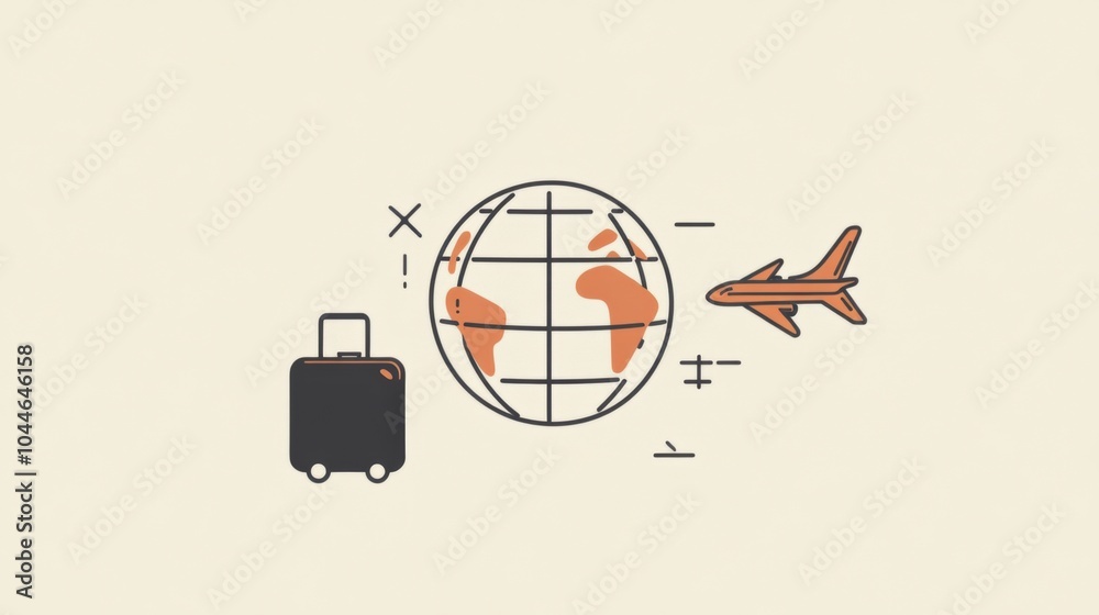 Leinwandbilder a globe surrounded by an airplane and a suitcase conveys the excitement of exploring international d