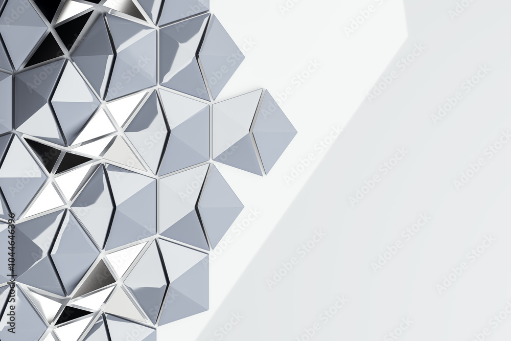 Leinwandbilder creative light gray triangular backdrop or landing page. 3d rendering.