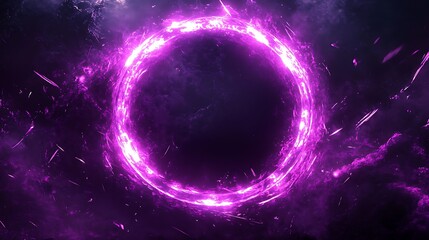 Obraz premium Purple circular illustration wallpaper illustration with black theme, dark themed illustration background design
