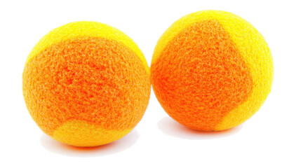 Yellow and Orange Ping Pong Balls on Transparent Background Generative AI