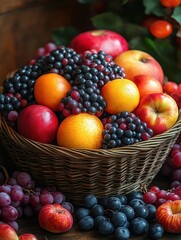 Close-up of Assorted Fruit in a Basket on Thanksgiving