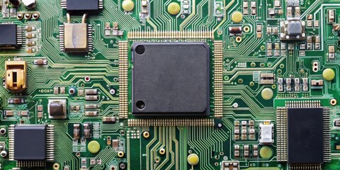 Printed Circuit Board with electronic components, technology, electronics, manufacturing, hardware
