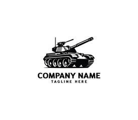 Vector military Tank logo design. Black silhouette of a military tank. Military machine logotype