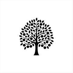 Obraz premium Black Silhouette Fruit Tree with Apples Clip Art