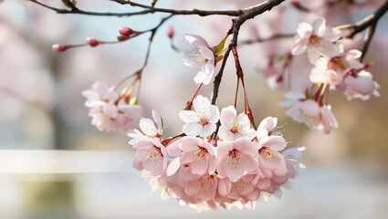 Obraz premium A delicately blooming cherry blossom branch V1