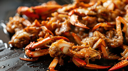 Delicious crab dish featuring succulent pieces of crab meat, rich in flavor and beautifully presented. Perfect for seafood lovers and culinary enthusiasts