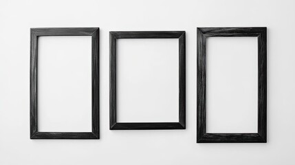 Three Black Rectangular Wooden Frames Arranged on a White Background Generative AI