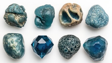 Stunning Collection of Blue Diamonds Displayed on a Neutral Background Generative AI