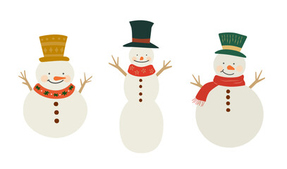 可愛い雪だるまのイラスト素材セット