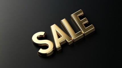 3D illustration of the text "sale" in metallic gold, reflecting light for a luxurious feel