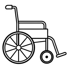 wheelchair line art silhouette vector illustration, white background
