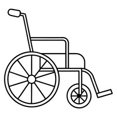 Fototapeta premium wheelchair line art silhouette vector illustration, white background