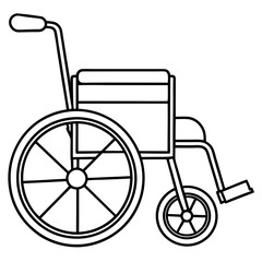 wheelchair line art silhouette vector illustration, white background