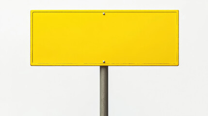 Yellow color street or city sign empty for mockup isolated on white background