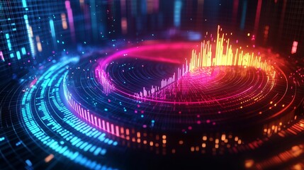 Glowing Digital Pie Chart Visualization