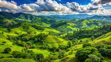 Obraz premium Vibrant green landscapes of Honduras with lush forests and rolling hills, Honduras, green, landscapes, vibrant