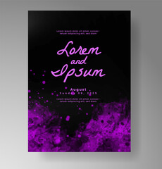 Naklejka premium Wedding card invitation template with hand painted watercolor splash