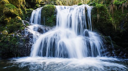 Cascading Serenity: A Tranquil Waterfall in Nature's Embrace