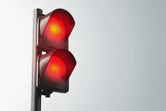 A red traffic light with a red light on top and a red light on the bottom