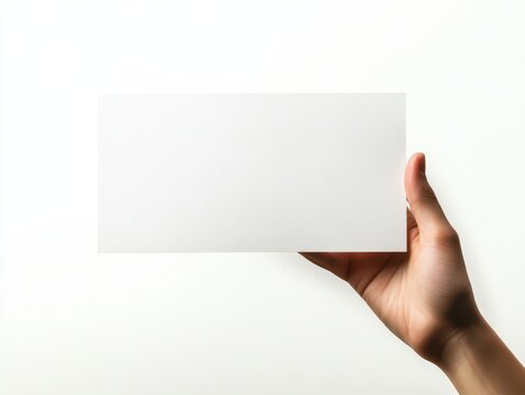 Closeup of hand with blank gift certificate, flat design background in light tones for a modern promotional look gift certificate, hand, flat design