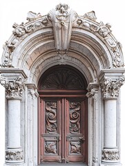 Obraz premium Ornate archways reveal exquisite craftsmanship, emphasizing architectural beauty against a pristine backdrop.