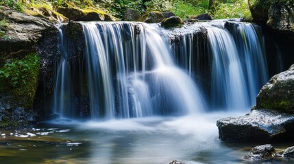 Cascading Serenity: A Tranquil Waterfall in Nature's Embrace