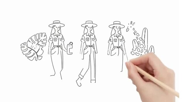 whiteboard drawing hand animation image zookeeper worker flat design illustration