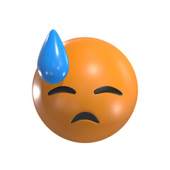 Downcast Face With Sweat 3D Emoticon Icon