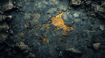 Cracked Earth Texture: Dark, Rough and Abstract Background