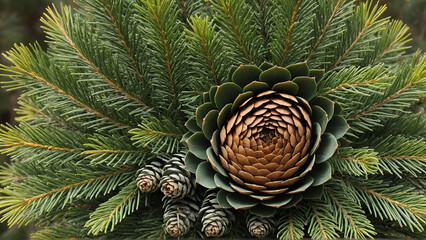 the leaves of a Coulter Pinecone with fibonacci spirals