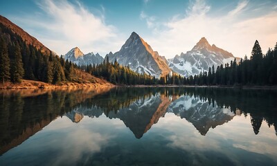 lake in mountains Generative Ai
