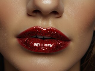 Obraz premium close up lips of GIRL,,close up lips