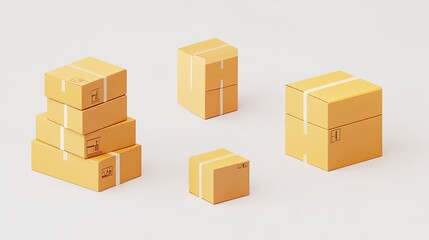Fototapeta premium Stacks of Cardboard Boxes Arranged on a Light Background Indoors Generative AI