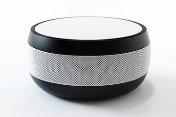 A sleek, voice-activated speaker set against a minimalist backdrop, embodying cutting-edge technology for effortless smart home connectivity.