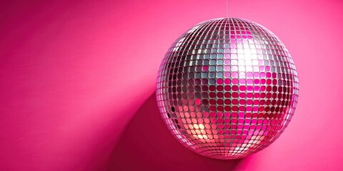 Obraz premium Symmetrical retro discoball pattern on pink background with shine effect