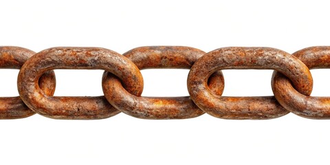 Fototapeta premium Symmetrical rusty chainlink fence isolated on white background