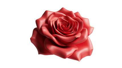 Naklejka premium A stunning red rose 3d flower isolated on a transparent background, perfect for romantic themes, weddings, and nature lovers.
