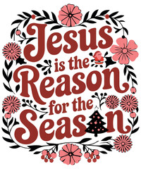 Boho Floral Jesus Christmas PNG