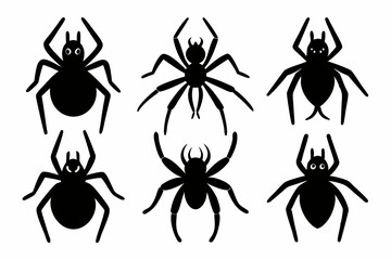 set of black spider silhouette, spider icon vector bundle, halloween spider set