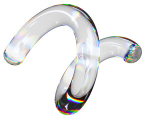 Transparent glossy spiral with dispersion effect, 3d abstract helix shape. Trendy rainbow colors reflection glass.