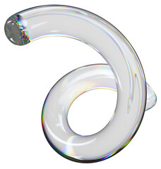 Transparent glossy spiral with dispersion effect, 3d abstract helix shape. Trendy rainbow colors reflection glass.