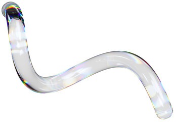 Transparent glossy spiral with dispersion effect, 3d abstract helix shape. Trendy rainbow colors reflection glass.