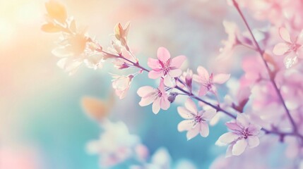A dreamy floral background featuring soft pink blossoms in gentle pastel hues, perfect for springtime themes and romantic designs.