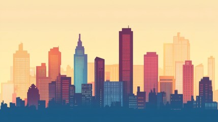 Fototapeta premium Abstract Evening Skyline with Vibrant Colors