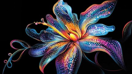 A stunning close-up of an orchid with vivid petals and intricate details, symbolizing the beauty and rarity of exotic flowers