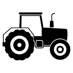 Obraz premium Tractor black silhouette vector icon line art transparent background