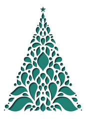 Origami Christmas tree. Vector illustration. Sketch for creativity.