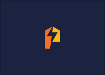 letter p electricity with house logo icon design vector design template inspiration