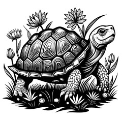 turtle printable black color vector